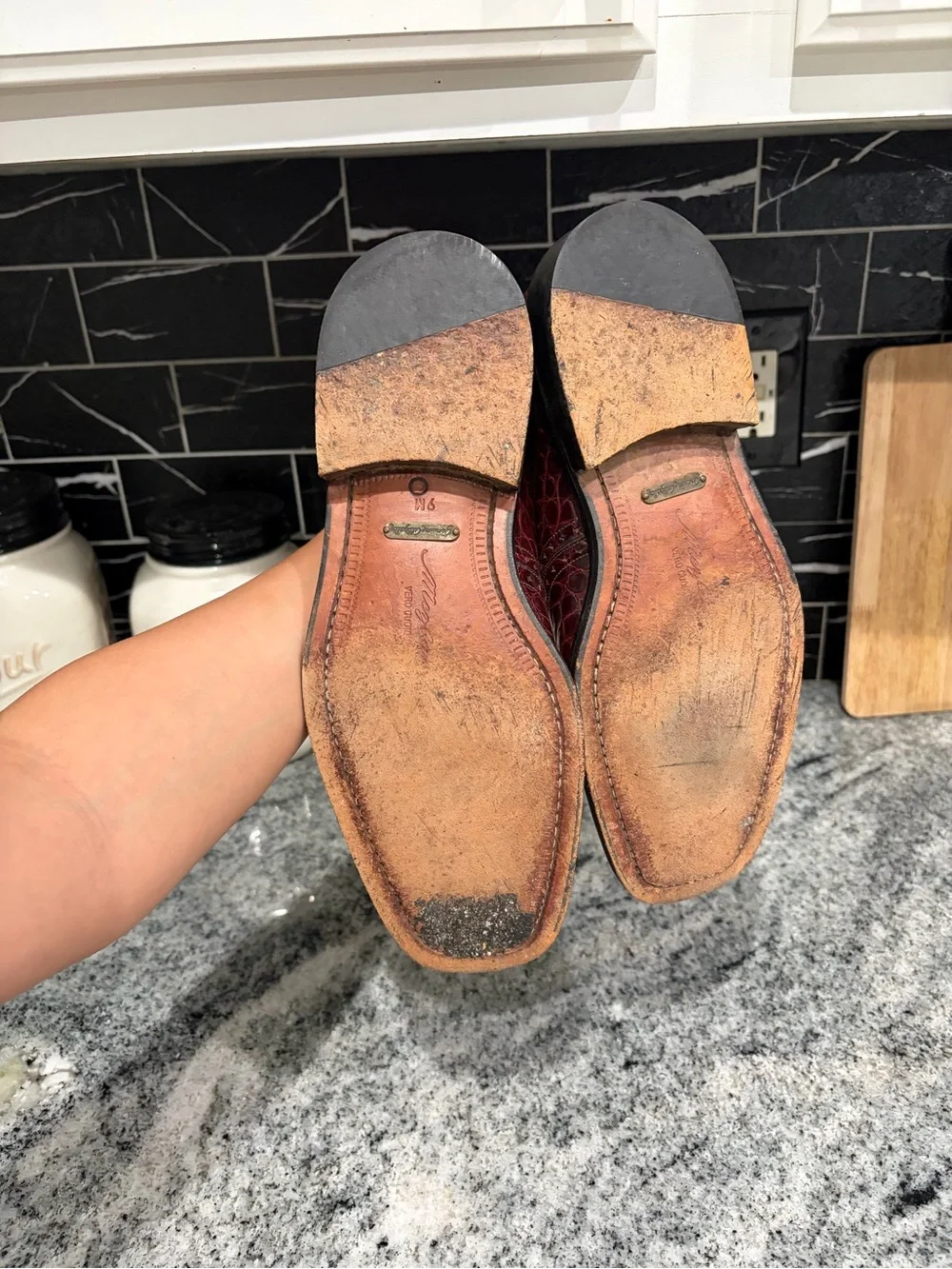 Mezlan Burgundy genuine crocodile skin dress shoes